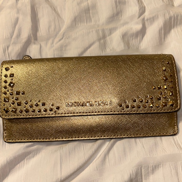 Michael Kors studded gold wallet - Picture 1 of 6